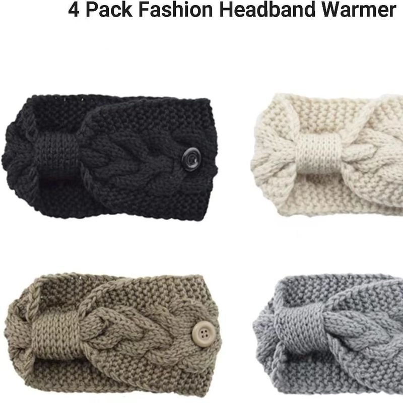 Women Fashion Knitted Twist Bow Warm Headband